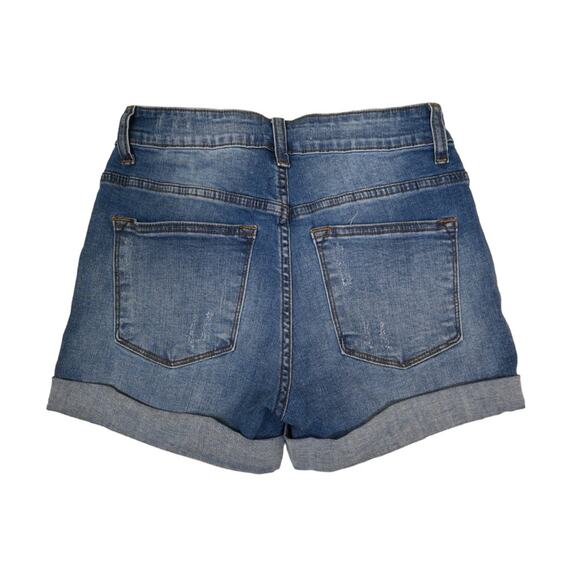 KanCan Womens 5/26 Cuffed Distressed Denim Jean Shorts - Picture 2 of 10